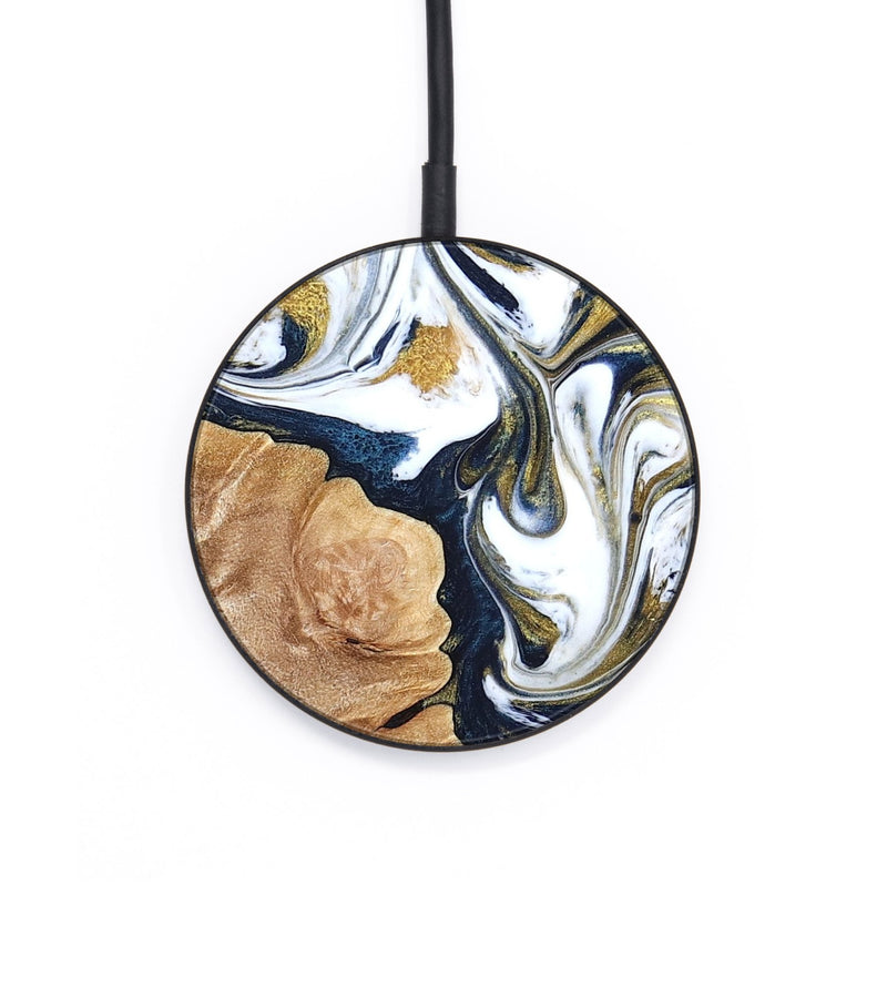 Circle Wood Wireless Charger - Amara (Teal & Gold, 823287)