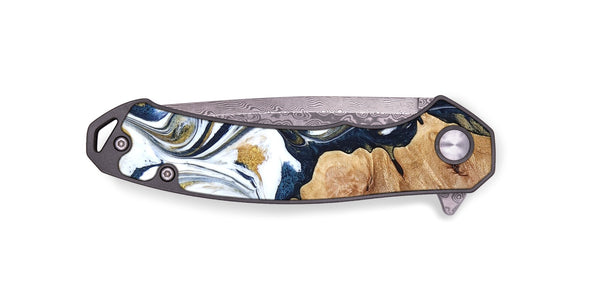 EDC Wood Pocket Knife - Amara (Teal & Gold, 823287)