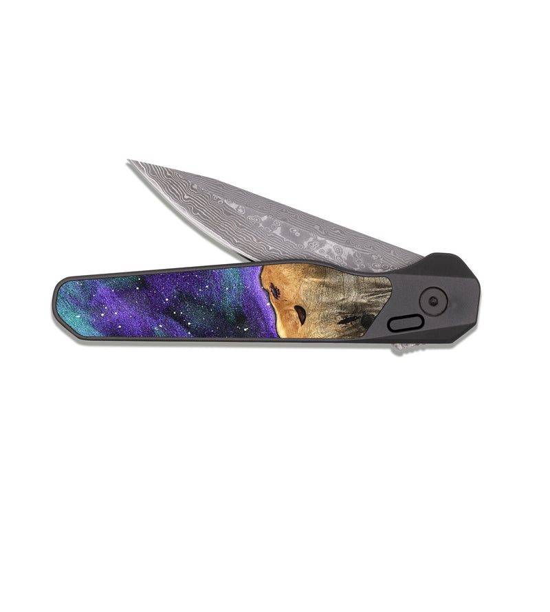 EDC Dark Damascus Wood Pocket Knife - Shirlee (Cosmos, 823309)