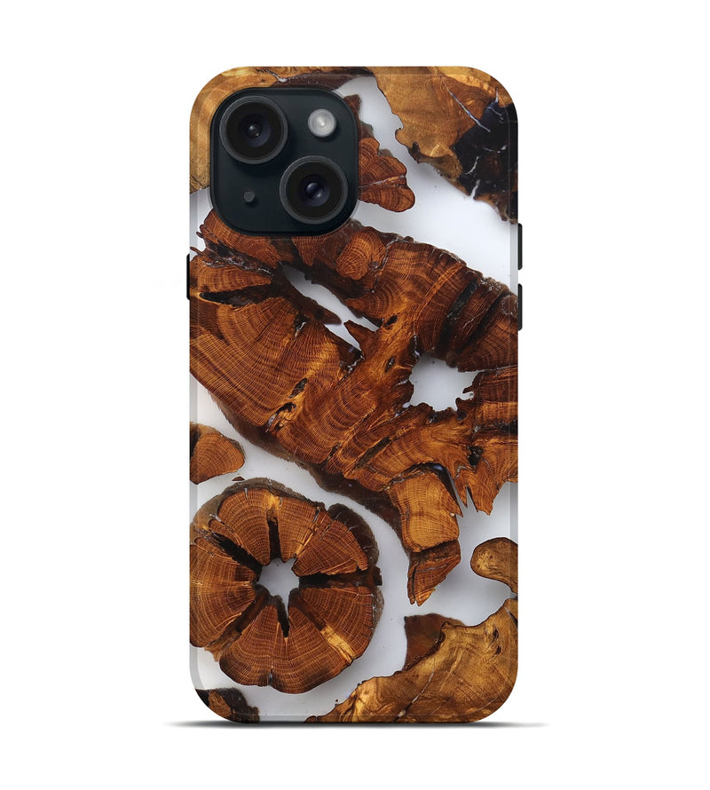 iPhone 15 Wood Live Edge Phone Case - Erica (Clear, 823319)