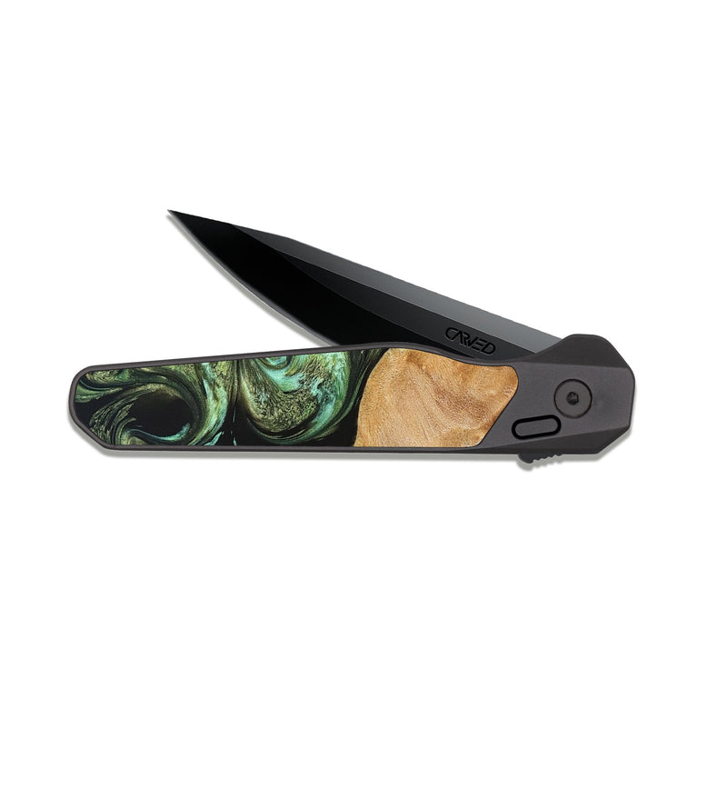 EDC Dark Slate Wood Pocket Knife - Cathy (Green, 823341)