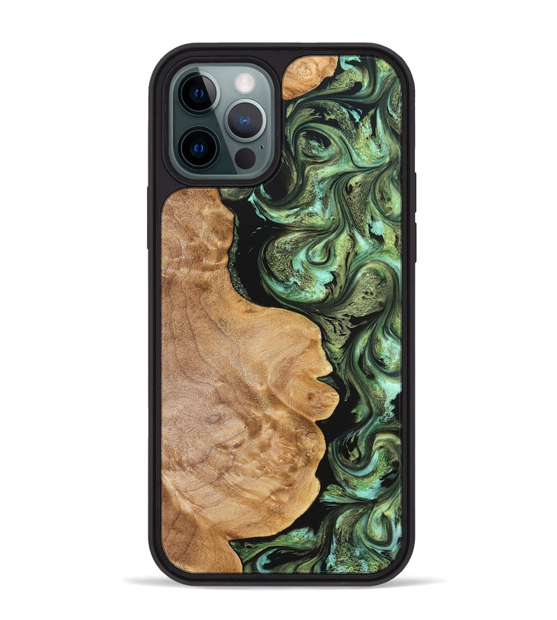 iPhone 12 Pro Max Wood Phone Case - Cathy (Green, 823341)