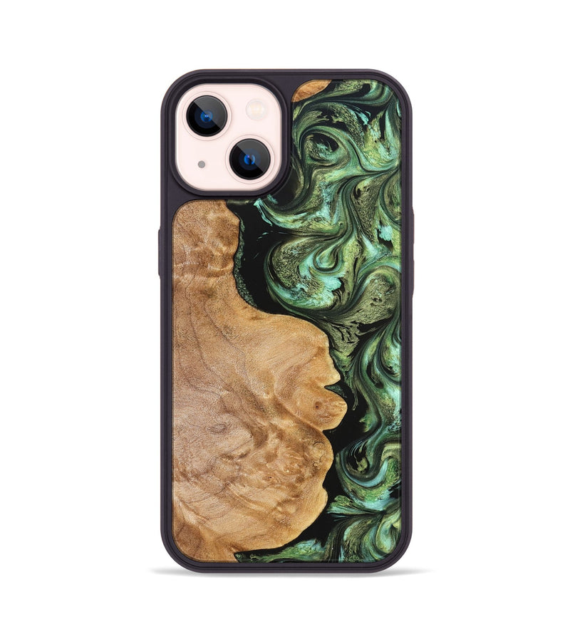 iPhone 14 Wood Phone Case - Cathy (Green, 823341)