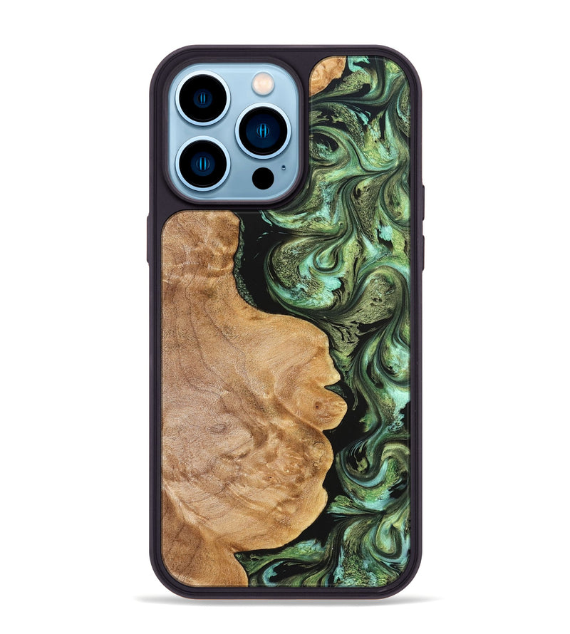 iPhone 14 Pro Max Wood Phone Case - Cathy (Green, 823341)