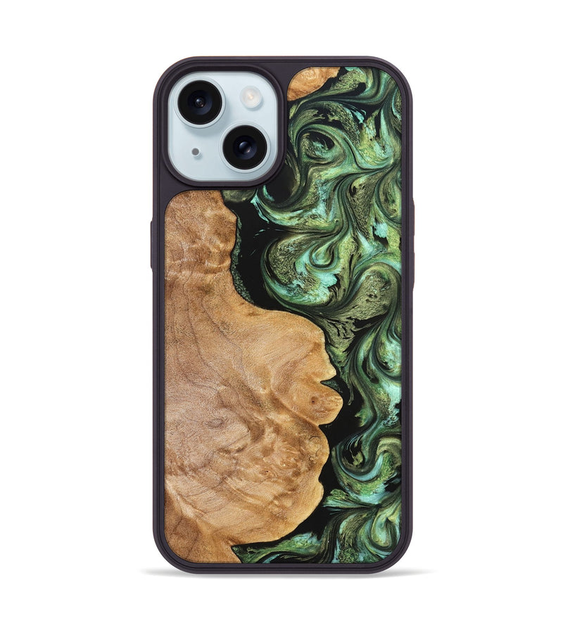 iPhone 15 Wood Phone Case - Cathy (Green, 823341)