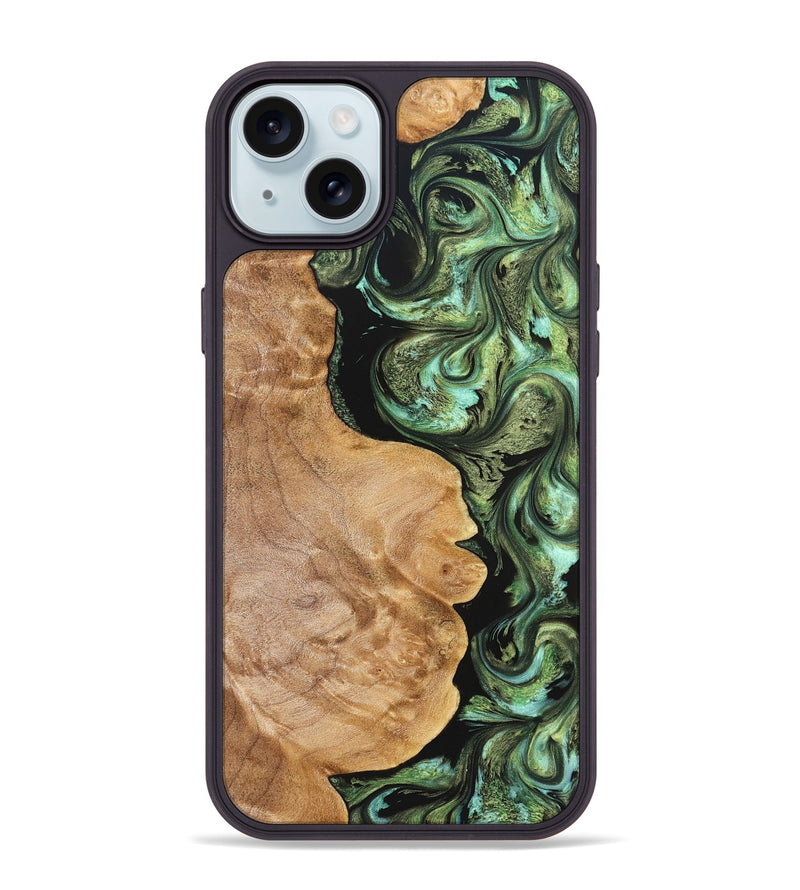 iPhone 15 Plus Wood Phone Case - Cathy (Green, 823341)
