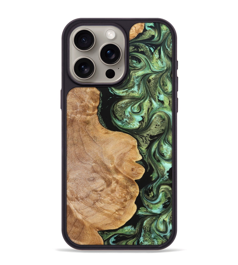 iPhone 15 Pro Max Wood Phone Case - Cathy (Green, 823341)