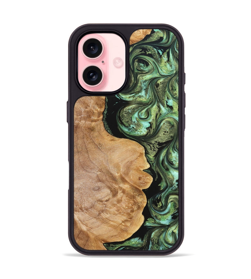 iPhone 16 Wood Phone Case - Cathy (Green, 823341)