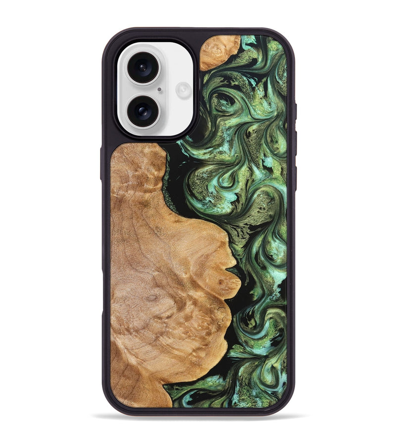 iPhone 16 Plus Wood Phone Case - Cathy (Green, 823341)