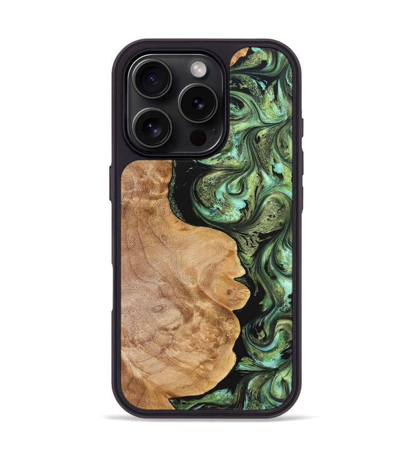 iPhone 16 Pro Wood Phone Case - Cathy (Green, 823341)