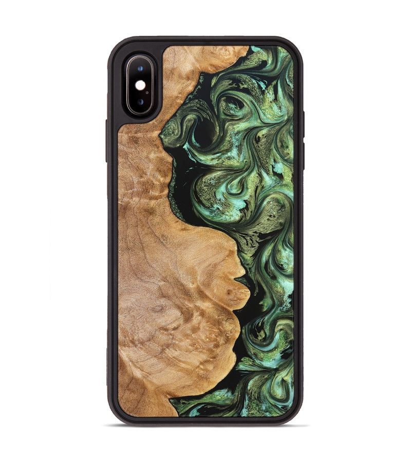 iPhone Xs Max Wood Phone Case - Cathy (Green, 823341)