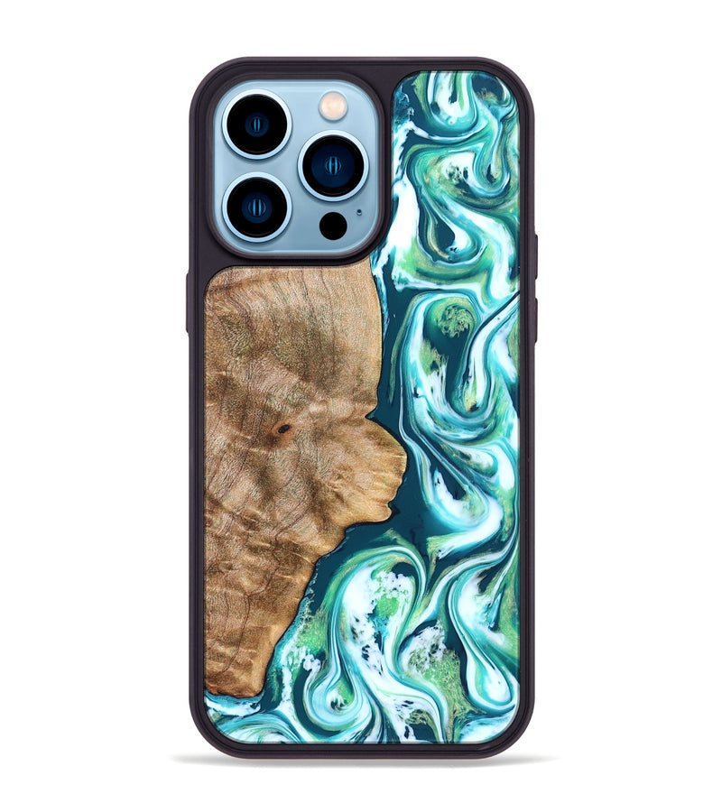 iPhone 14 Pro Max Wood Phone Case - Avayah (Green, 823345)
