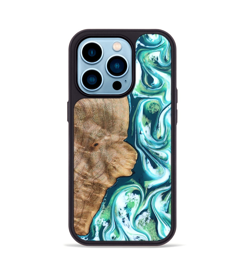 iPhone 14 Pro Wood Phone Case - Avayah (Green, 823345)