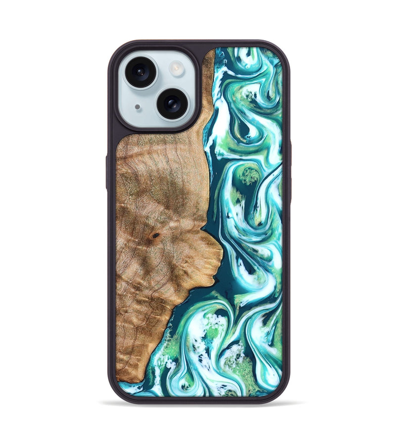 iPhone 15 Wood Phone Case - Avayah (Green, 823345)