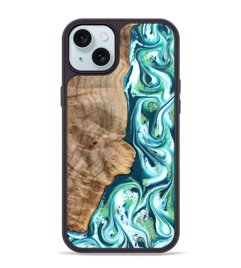 iPhone 15 Plus Wood Phone Case - Avayah (Green, 823345)