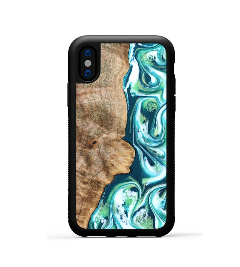 iPhone Xs Wood Phone Case - Avayah (Green, 823345)