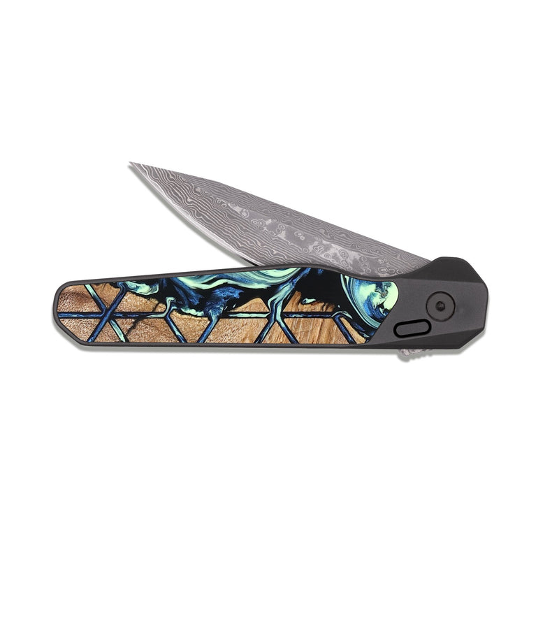 EDC Dark Damascus Wood Pocket Knife - Lacie (Pattern, 823347)