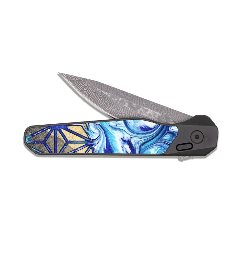 EDC Dark Damascus Wood Pocket Knife - Carolyn (Pattern, 823348)