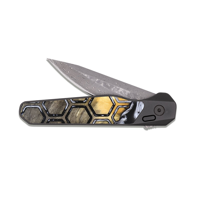 EDC Dark Damascus Wood Pocket Knife - Kallie (Pattern, 823350)