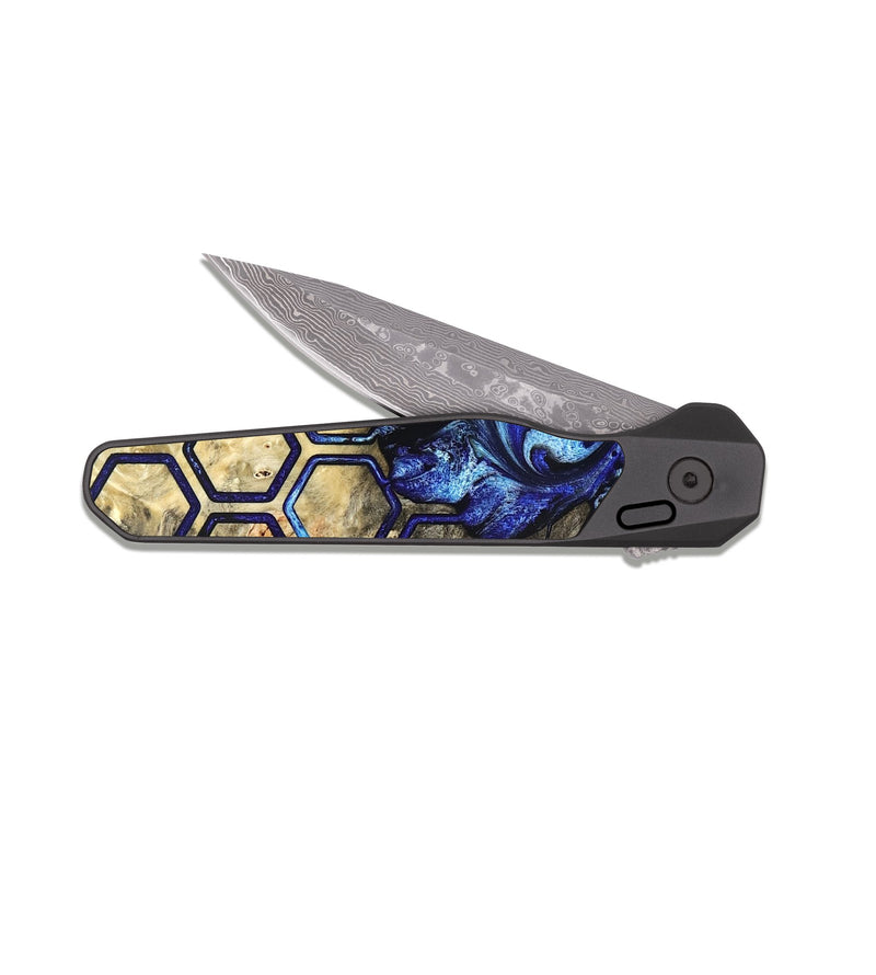 EDC Dark Damascus Wood Pocket Knife - Lum (Pattern, 823351)