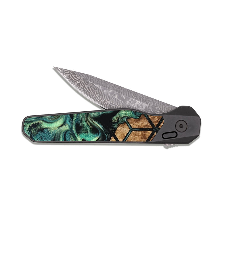 EDC Dark Damascus Wood Pocket Knife - Brenda (Pattern, 823352)