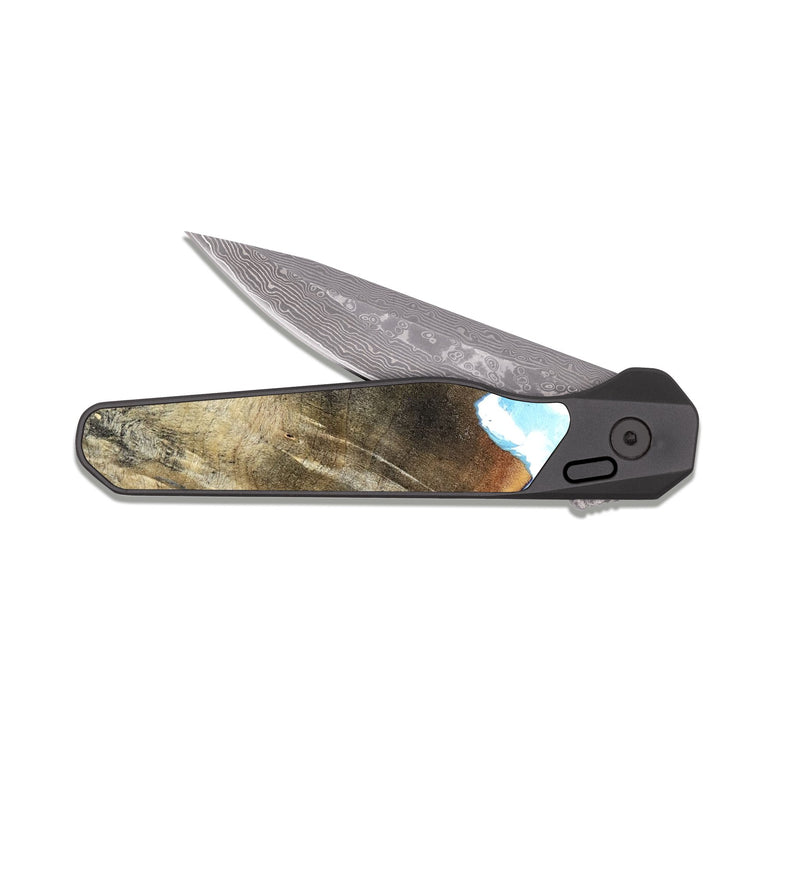 EDC Dark Damascus Wood Pocket Knife - Duke (Coastal, 823356)