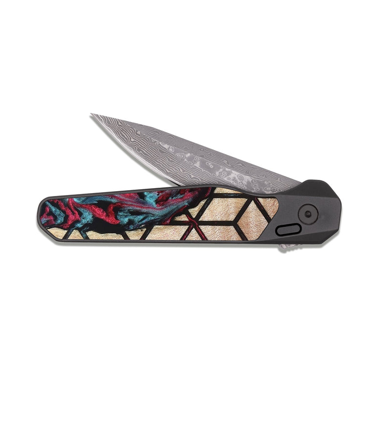 EDC Dark Damascus Wood Pocket Knife - Samuel (Pattern, 823369)