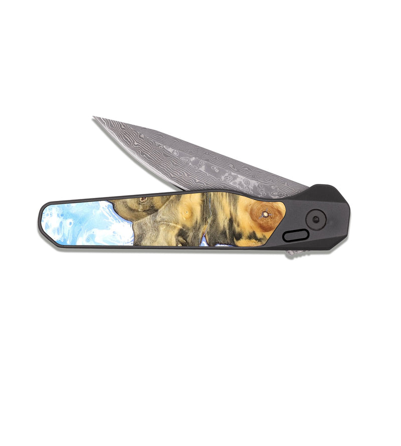 EDC Dark Damascus Wood Pocket Knife - Tea (Coastal, 823372)