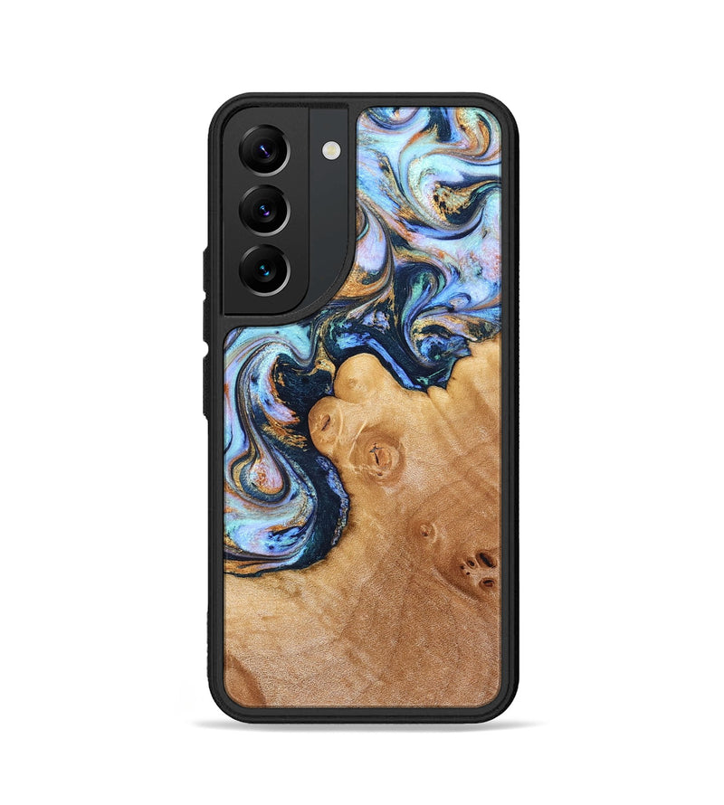 Galaxy S22 Wood Phone Case - Iliana (Teal & Gold, 823383)