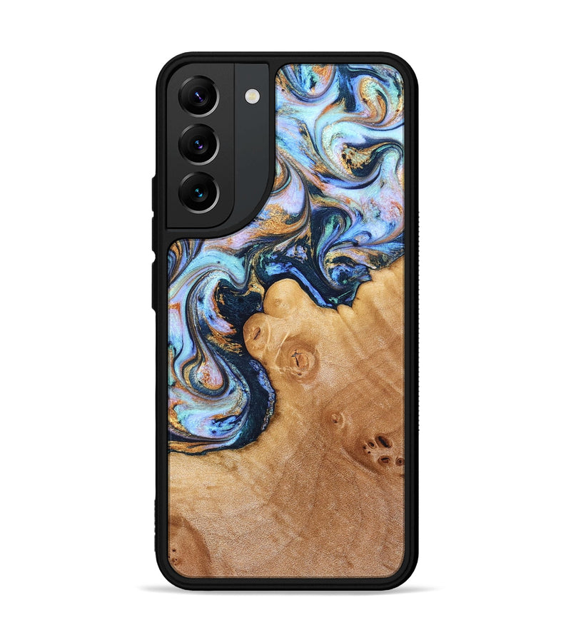 Galaxy S22 Plus Wood Phone Case - Iliana (Teal & Gold, 823383)