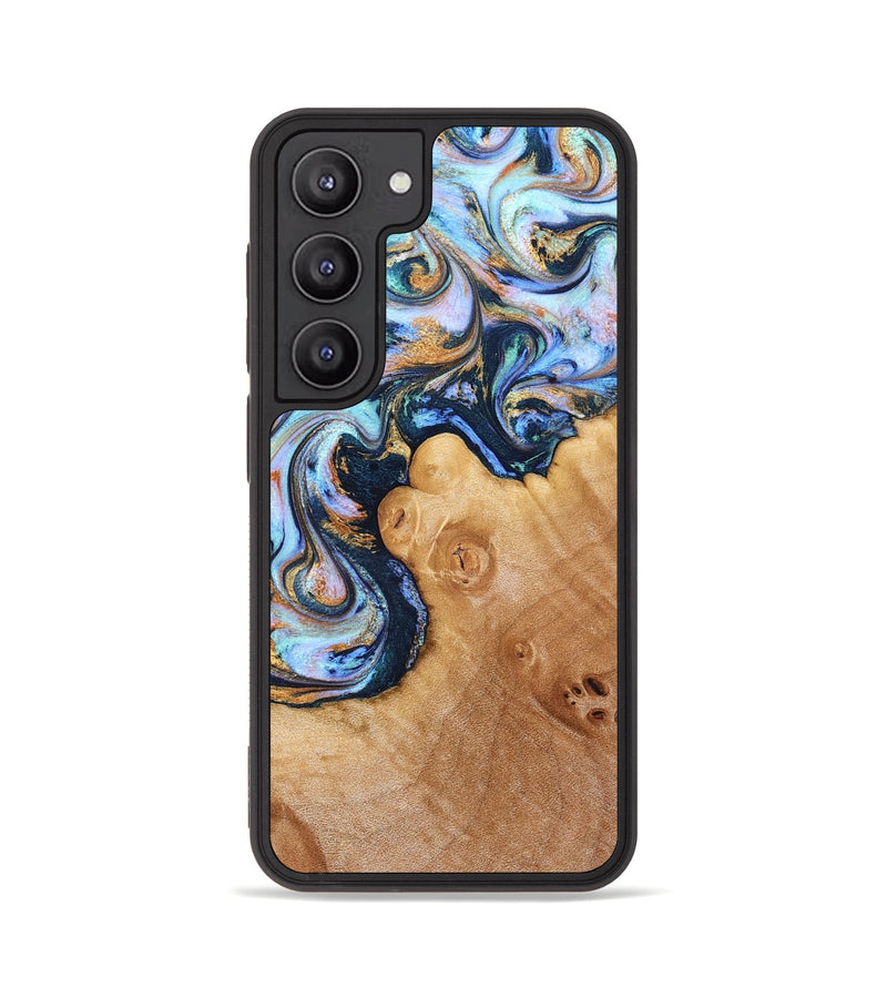 Galaxy S23 Wood Phone Case - Iliana (Teal & Gold, 823383)