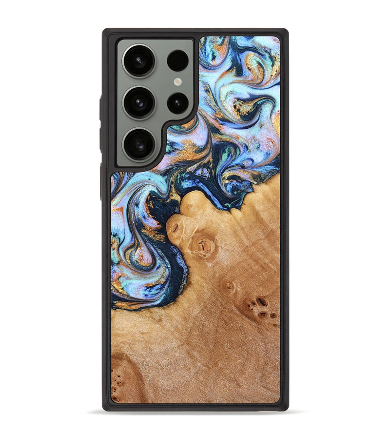Galaxy S23 Ultra Wood Phone Case - Iliana (Teal & Gold, 823383)
