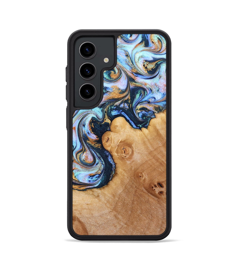 Galaxy S24 Wood Phone Case - Iliana (Teal & Gold, 823383)