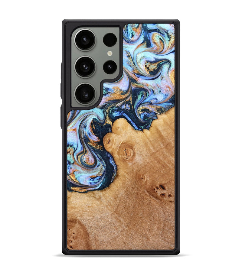 Galaxy S24 Ultra Wood Phone Case - Iliana (Teal & Gold, 823383)