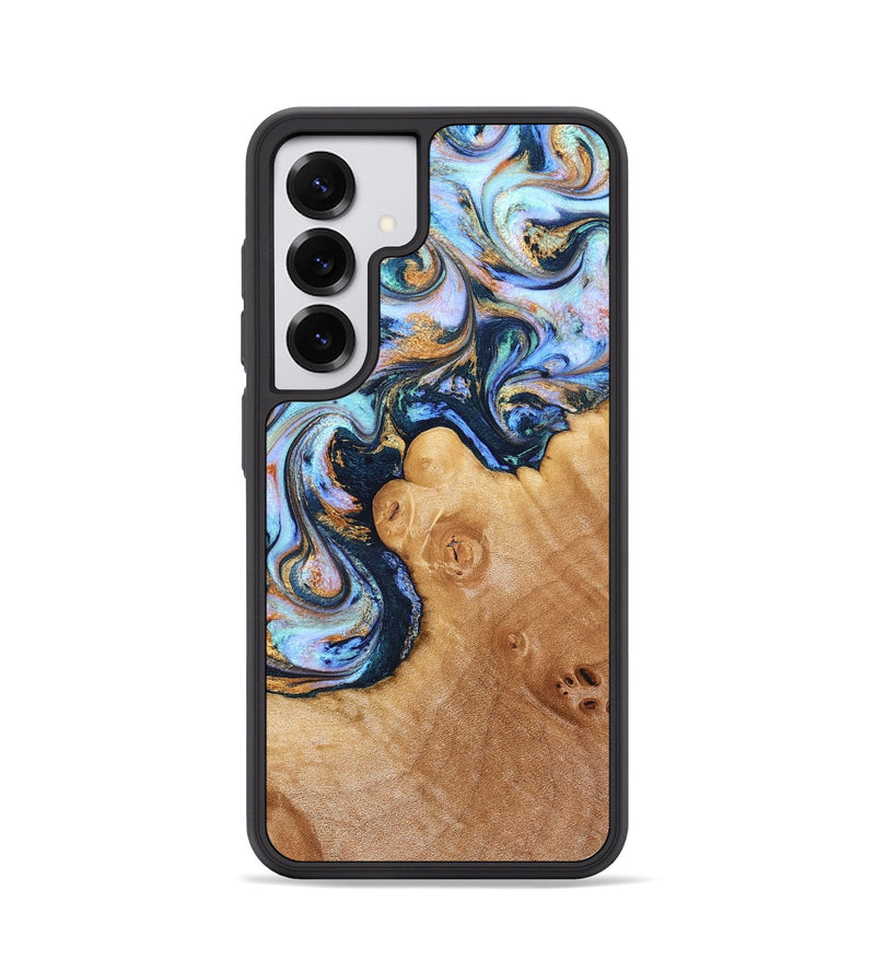Galaxy S25 Wood Phone Case - Iliana (Teal & Gold, 823383)