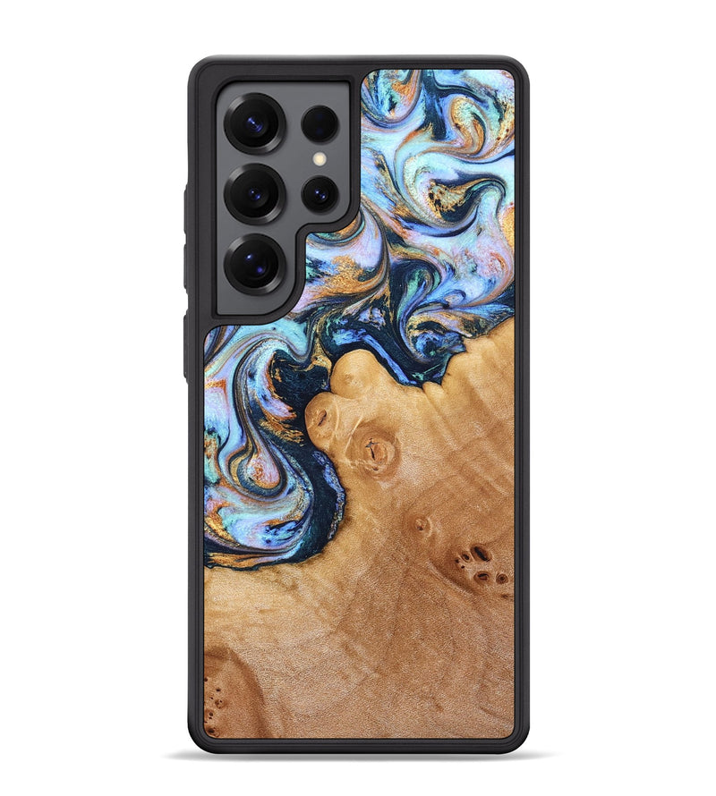 Galaxy S25 Ultra Wood Phone Case - Iliana (Teal & Gold, 823383)