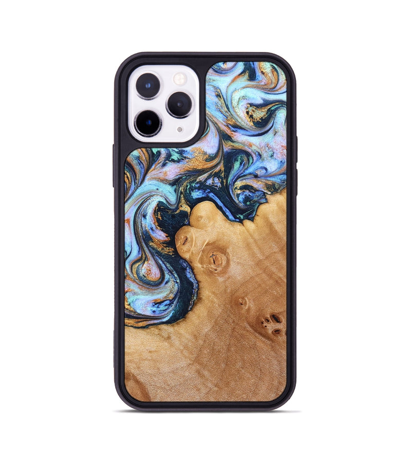 iPhone 11 Pro Wood Phone Case - Iliana (Teal & Gold, 823383)