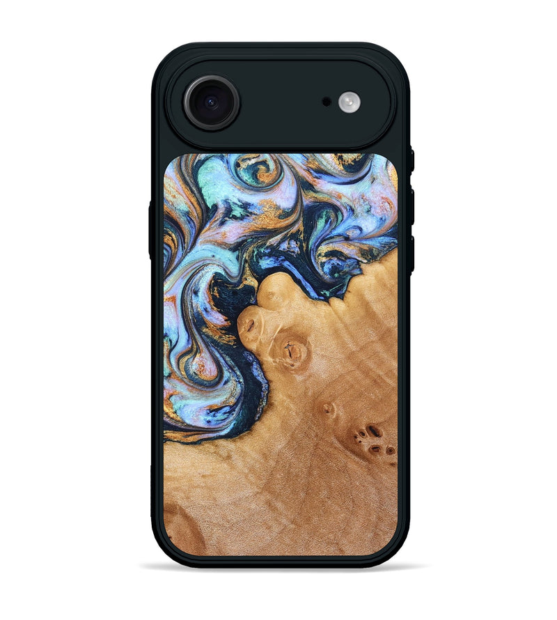 iPhone 17 Air Wood Phone Case - Iliana (Teal & Gold, 823383)