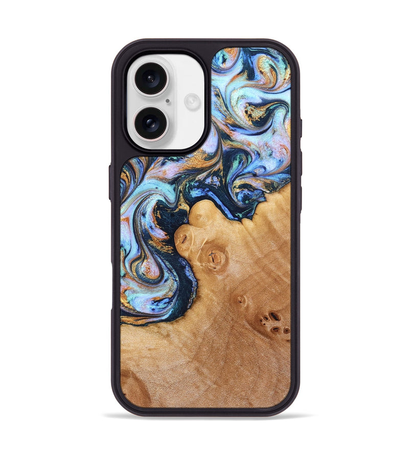 iPhone 17 Wood Phone Case - Iliana (Teal & Gold, 823383)
