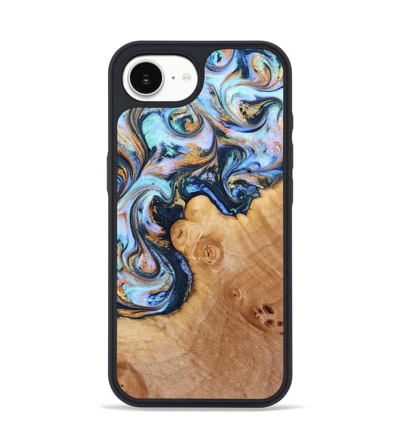 iPhone 17e Wood Phone Case - Iliana (Teal & Gold, 823383)