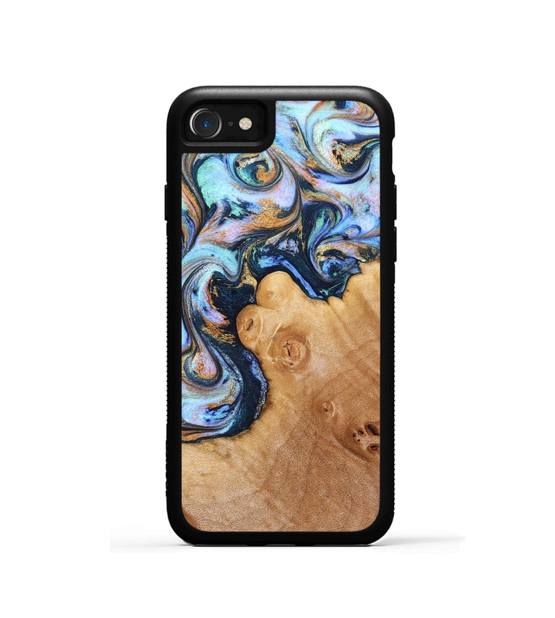 iPhone SE Wood Phone Case - Iliana (Teal & Gold, 823383)