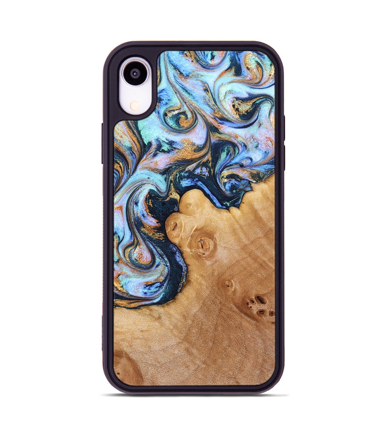 iPhone Xr Wood Phone Case - Iliana (Teal & Gold, 823383)