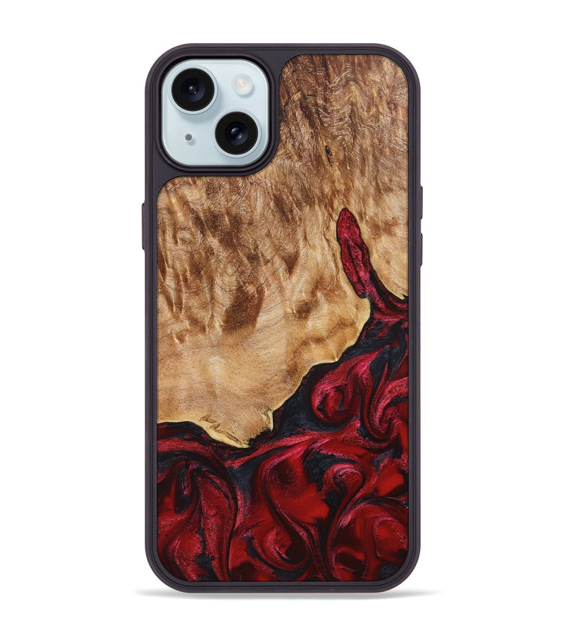 iPhone 15 Plus Wood Phone Case - Melina (Red, 823384)