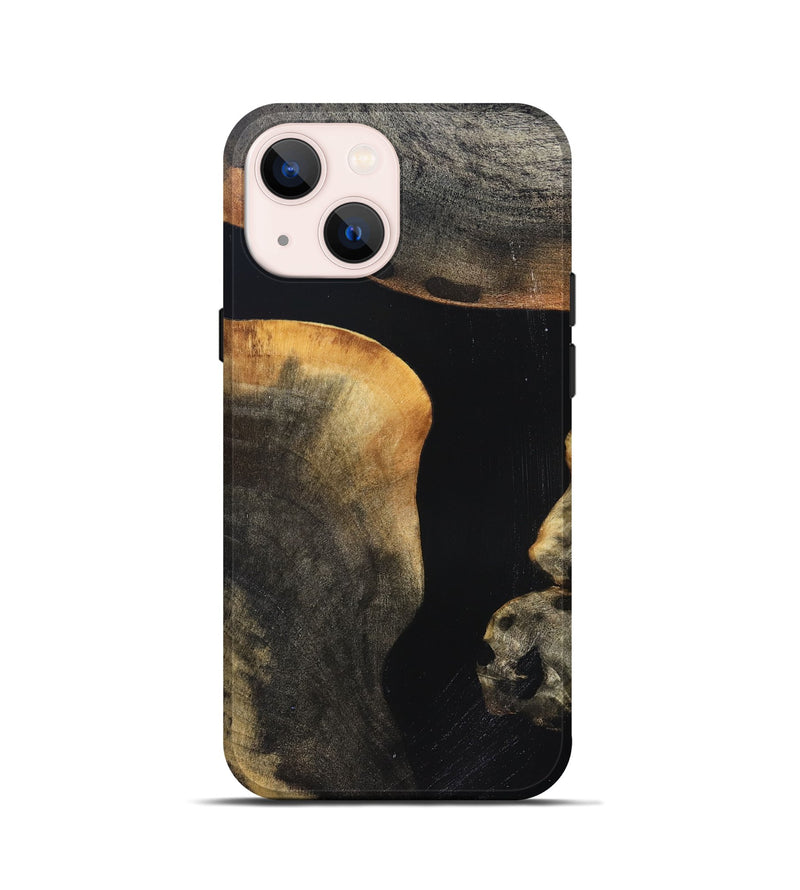 iPhone 13 mini Wood Live Edge Phone Case - Franco (Pure Black, 823411)