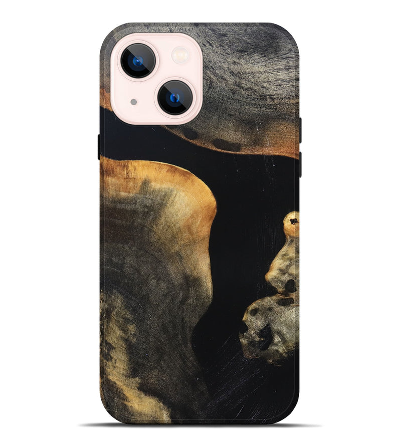 iPhone 14 Plus Wood Live Edge Phone Case - Franco (Pure Black, 823411)
