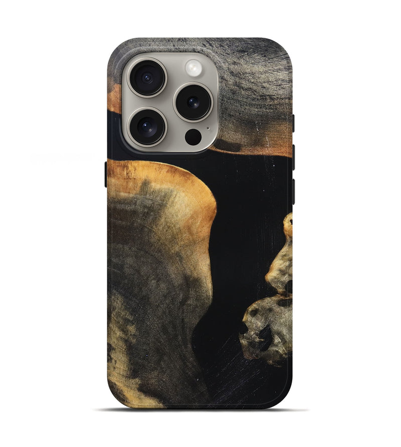 iPhone 16 Pro Wood Live Edge Phone Case - Franco (Pure Black, 823411)