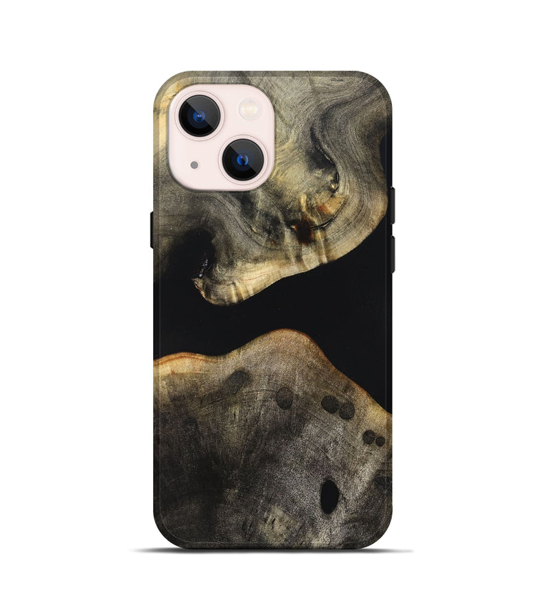 iPhone 13 mini Wood Live Edge Phone Case - Arrie (Pure Black, 823412)