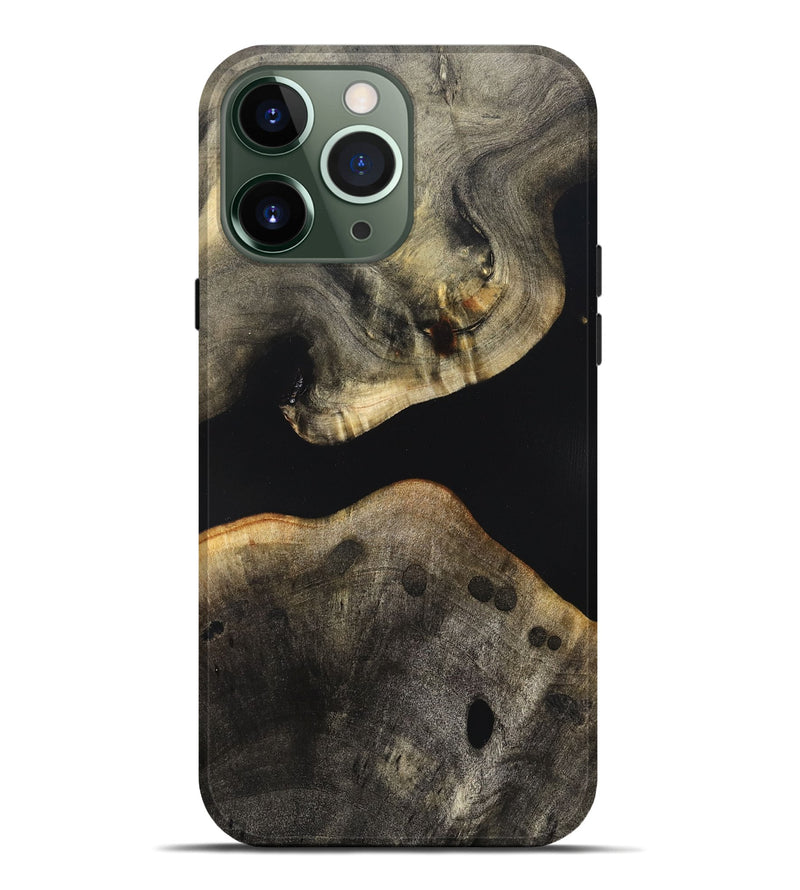 iPhone 13 Pro Max Wood Live Edge Phone Case - Arrie (Pure Black, 823412)