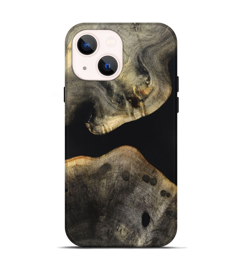iPhone 14 Wood Live Edge Phone Case - Arrie (Pure Black, 823412)