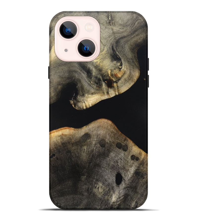 iPhone 14 Plus Wood Live Edge Phone Case - Arrie (Pure Black, 823412)